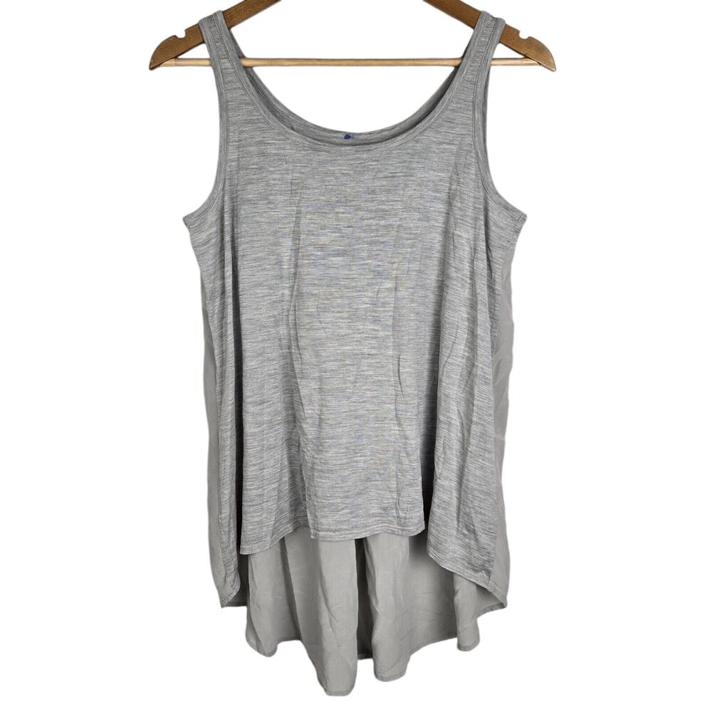 Eileen Fisher Heather Gray Silk Cotton High Low Tank Top Sz M